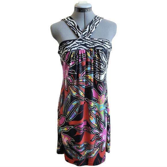 Halter Sequin Beach Stretch Dress Size Medium Multicolor Bold - Picture 1 of 10